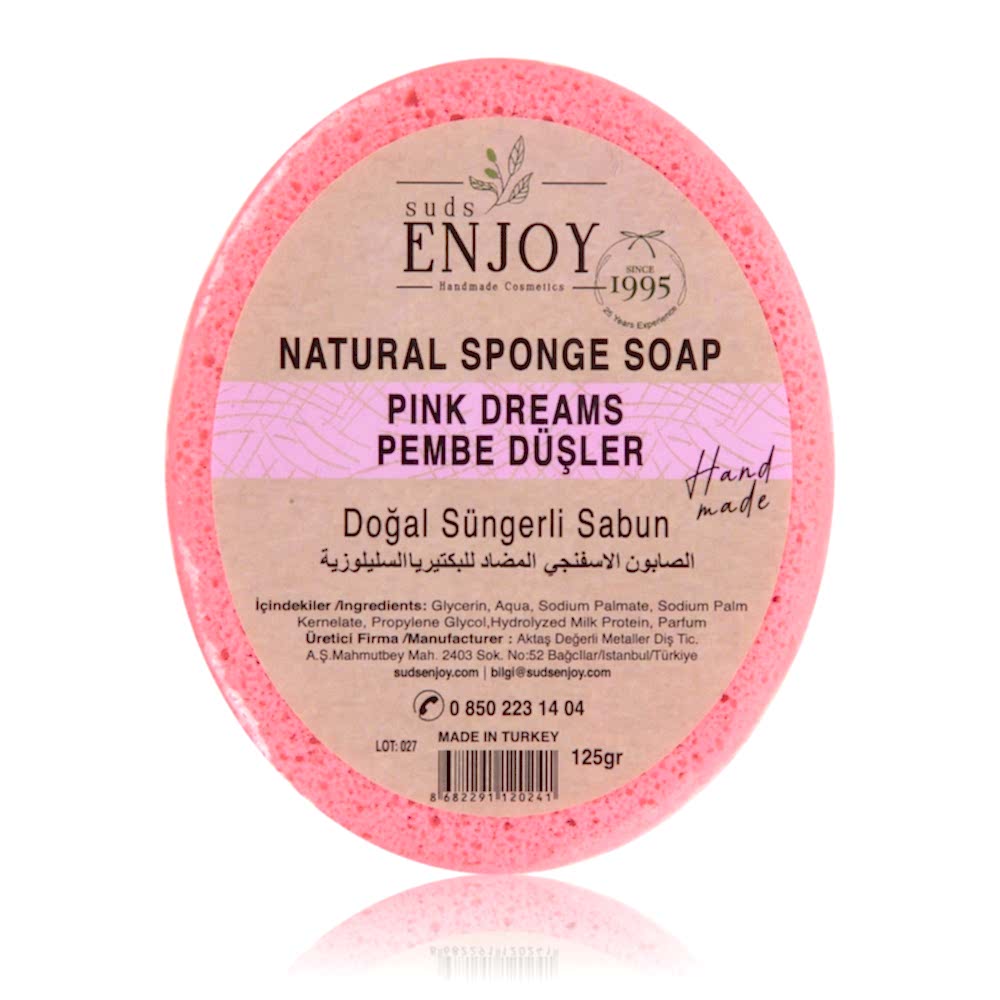 Natural Pink Dreams Handmade Sponge Shower Soap